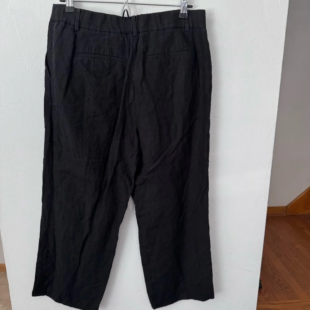 Talbots black wide leg linen pant Size 10